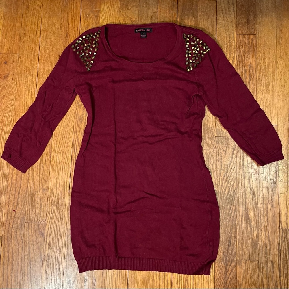 Material Girl Embellished Shoulder Sweater / Dress